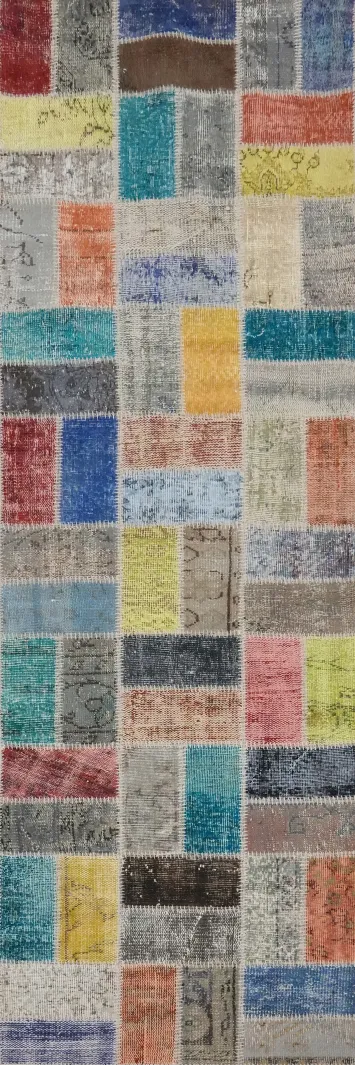 Vibrant Multicolor Patchwork Runner Rug 3x10 for Modern Interiors
