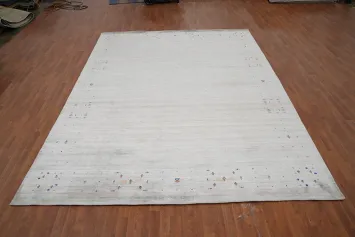 Minimalist Elegance Soft Gray Gabbeh Area Rug 9x12