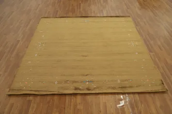 Elegant Gabbeh Area Rug 8x8 with Tribal Patterns for Living Room