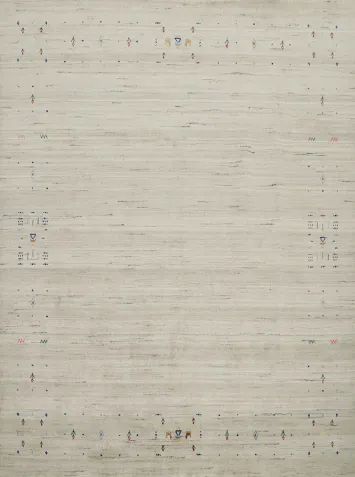 Elegant Minimalist Gabbeh Area Rug 8x8 with Subtle Accent Details