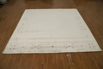 Elegant Square Gabbeh Area Rug 10x10 with Subtle Accent Details