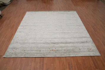 Sophisticated Simplicity in Square Gray Gabbeh Area Rug 10x10