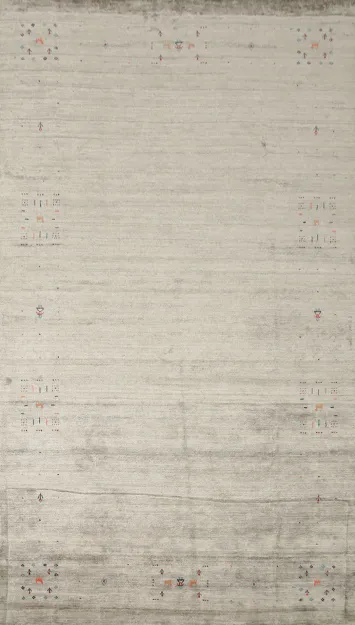 Neutral Tone Gabbeh Area Rug 7x12 With Subtle Artistic Embellishments