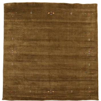 Earthy Elegance: Minimalist Golden Brown Square Gabbeh Rug with Subtle Designs 8'x8'