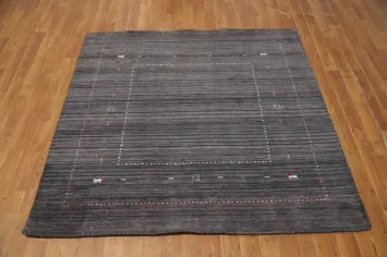 Handmade Wool Gray Gabbeh Square Rug 5x5