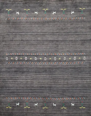 Rustic Charm Gray Gabbeh Rug 5x5 in Subtle Earthy Tones