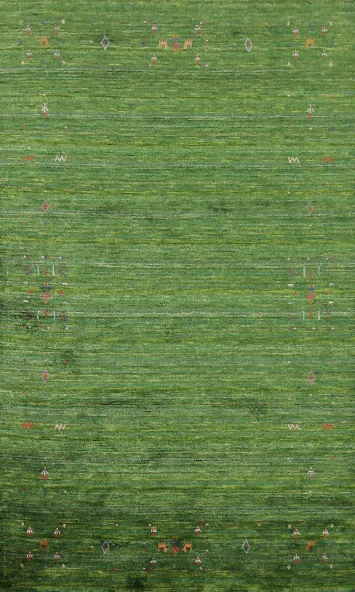 Luxurious Green Gabbeh Area Rug 5x8 with Subtle Tribal Patterns