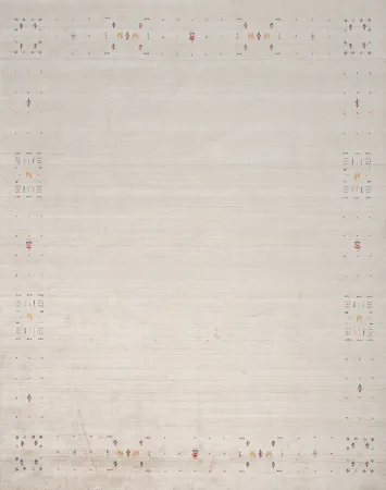 Elegant Minimalist Gabbeh Area Rug 10x10 with Subtle Border Design