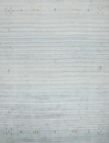 Elegant Minimalist Gabbeh Area Rug 9x9 with Subtle Hues and Pattern