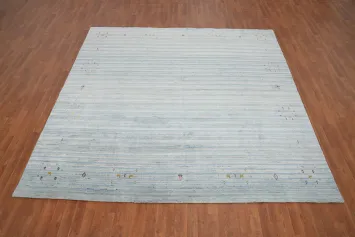 Elegant Minimalist Gabbeh Area Rug 9x9 with Subtle Hues and Pattern