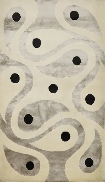 Elegant Flow: Artful Nepalese Rug 3x5 with Unique River Design