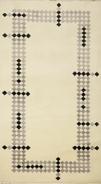 Modern Geometric Border Nepalese Rug 3x5 for Sophisticated Space Look
