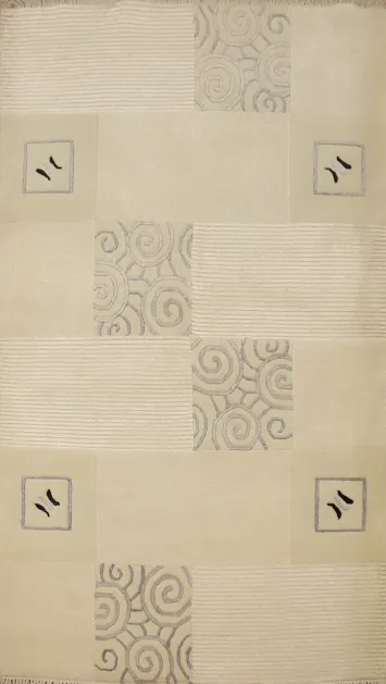 Contemporary Geometric Beige Nepalese Rug 3x5 for Home Decor
