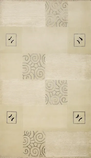 Versatile Beige Nepalese Rug 3x5 with Stylish Geometric Accents