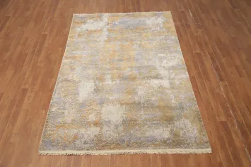 Abstract Earth Tone Modern Rug 5x7 with Subtle Warm Elegance