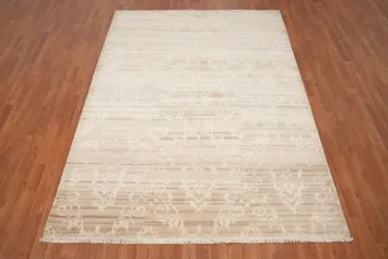 Luxury Neutral Nepalese Rug 6x8 with Subtle Texture Details