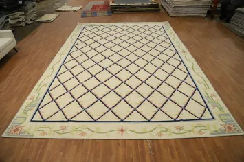 Trellis Wool Scandinavian Kilim Oriental Large Rug 12x17