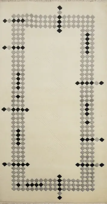 Modern Geometric Nepalese Oriental Rug 3x5