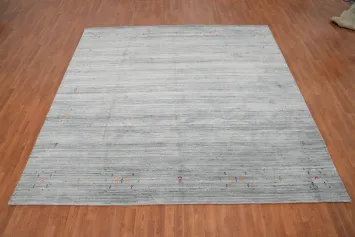 Stylish Gabbeh Area Rug 10x10 with Colorful Tribal Accents