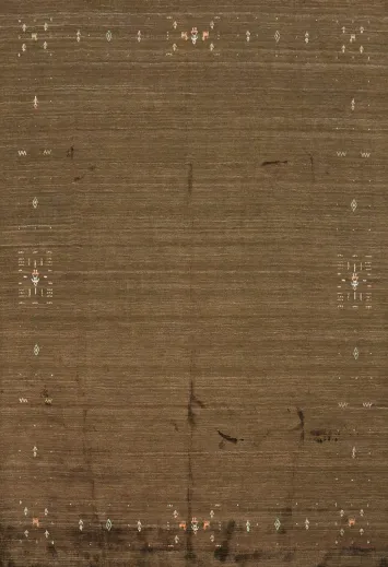 Earth Toned Gabbeh Area Rug 8x10 with Subtle Tribal Highlights