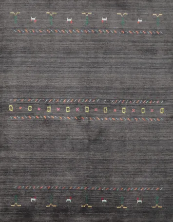 Tribal Gray Wool Gabbeh Oriental Rug 5x5