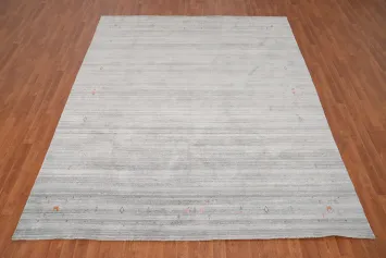 Elegant Gray Gabbeh Area Rug 8x10 with Subtle Tribal Design