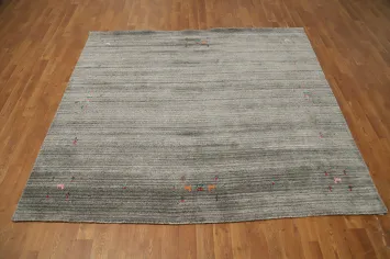 Timeless Gabbeh Area Rug 6x6 with Artistic Pops of Color Details