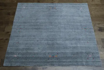 Square Modern Grayish Blue Area Rug with Minimalist Design 6x6