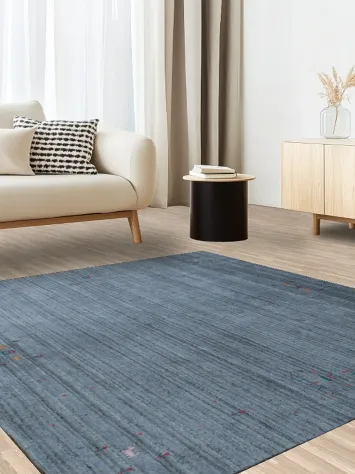 Square Modern Grayish Blue Area Rug with Minimalist Design 6x6