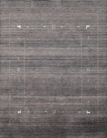 Timeless Gabbeh Rug 5x5 with Handcrafted Animal and Color Accents