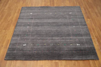 Timeless Gabbeh Rug 5x5 with Handcrafted Animal and Color Accents