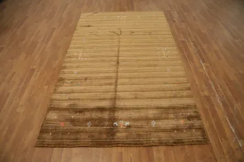 Handcrafted Wool Gabbeh Area Rug 5x8 with Delicate Tribal Details