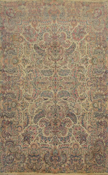 Antique Vegetable Dye Kerman Persian Large Rug 10x14