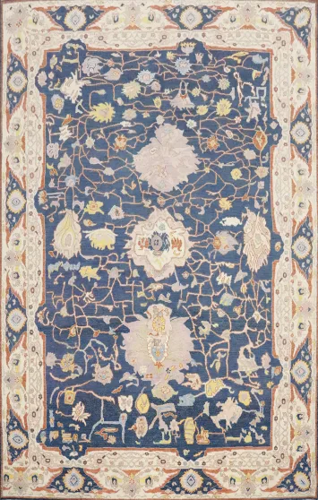 Vegetable Dye Blue Oushak Large Rug 10x14