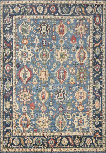 Blue Chobi-Peshawar Vegetable Dye Area Rug 8x10