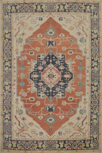 Large Orange Wool Oushak Vegetable Dye Area Rug 10x12