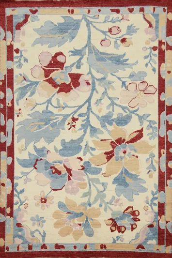 Floral Oushak Vegetable Dye Area Rug 7x9
