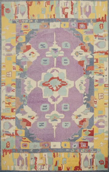 Purple Wool Oushak Vegetable Dye Area Rug 10x13