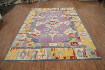 Purple Wool Oushak Vegetable Dye Area Rug 10x13