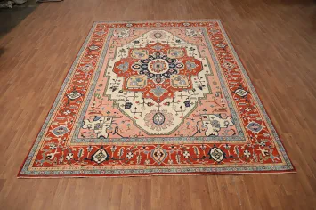 Geometric Heriz Serapi Vegetable Dye Area Rug 9x12