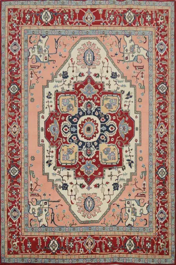 Vegetable Dye Heriz Serapi Wool Geometric Area Rug 8x10