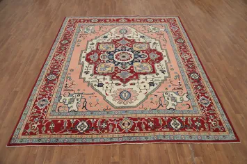 Vegetable Dye Heriz Serapi Wool Geometric Area Rug 8x10