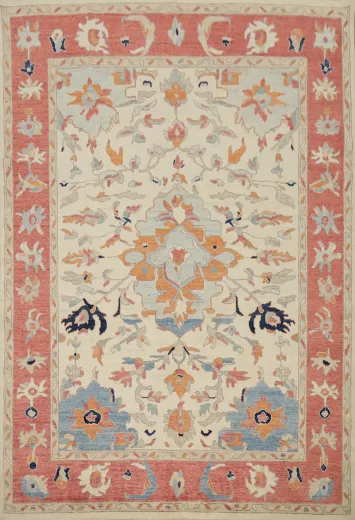 Vegetable Dye Floral Oushak Oriental Area Rug 8x10