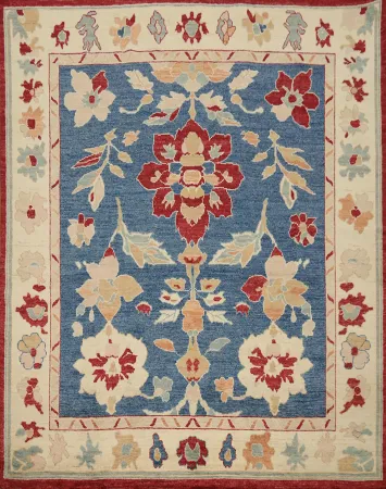 Vegetable Dye Ziegler Blue Square Area Rug 8x8