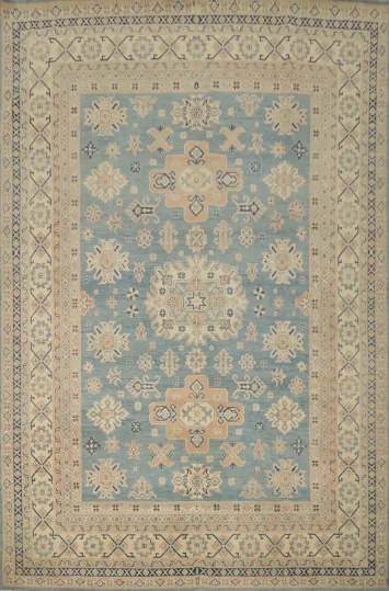 Handmade Blue Kazak Vegetable Dye Area Rug 9x11