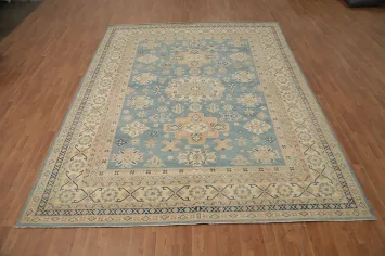 Handmade Blue Kazak Vegetable Dye Area Rug 9x11