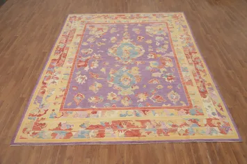 Purple Wool Oushak Vegetable Dye Area Rug 8x10