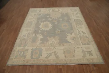 Handmade Gray Oushak Vegetable Dye Area Rug 8x10