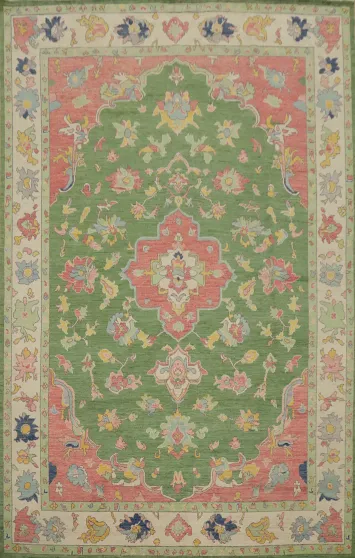 Floral Green Ziegler Vegetable Dye Area Rug 9x12
