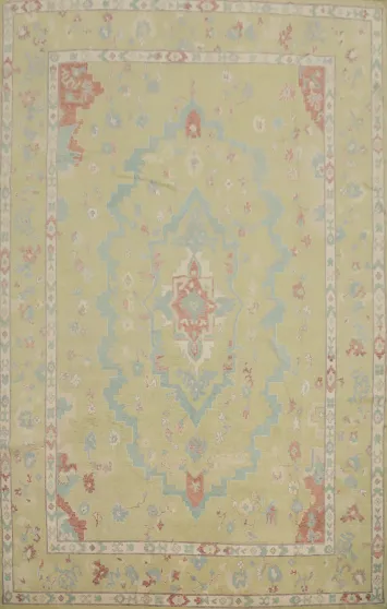 Handmade Wool Oushak Vegetable Dye Large Area Rug 10x14